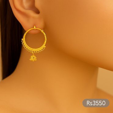 Minimal Ghungroo Hoop Jhumka – Rs. 3550