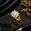 Elegant gold-tone floral CZ ring with brilliant round center stone and sparkling petal detailing