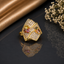 Elegant geometric crystal statement ring with intricate sparkling stone detailing and bold modern design