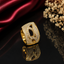 Elegant gold-tone geometric CZ statement ring with sparkling pavé detailing and openwork design