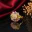Multicolor floral crystal gold-plated statement ring for women – destiny.pk