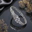 Elegant silver-tone American Diamond floral bracelet with sparkling clear stones and intricate detailing