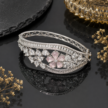 Elegant Floral Crystal Bangle