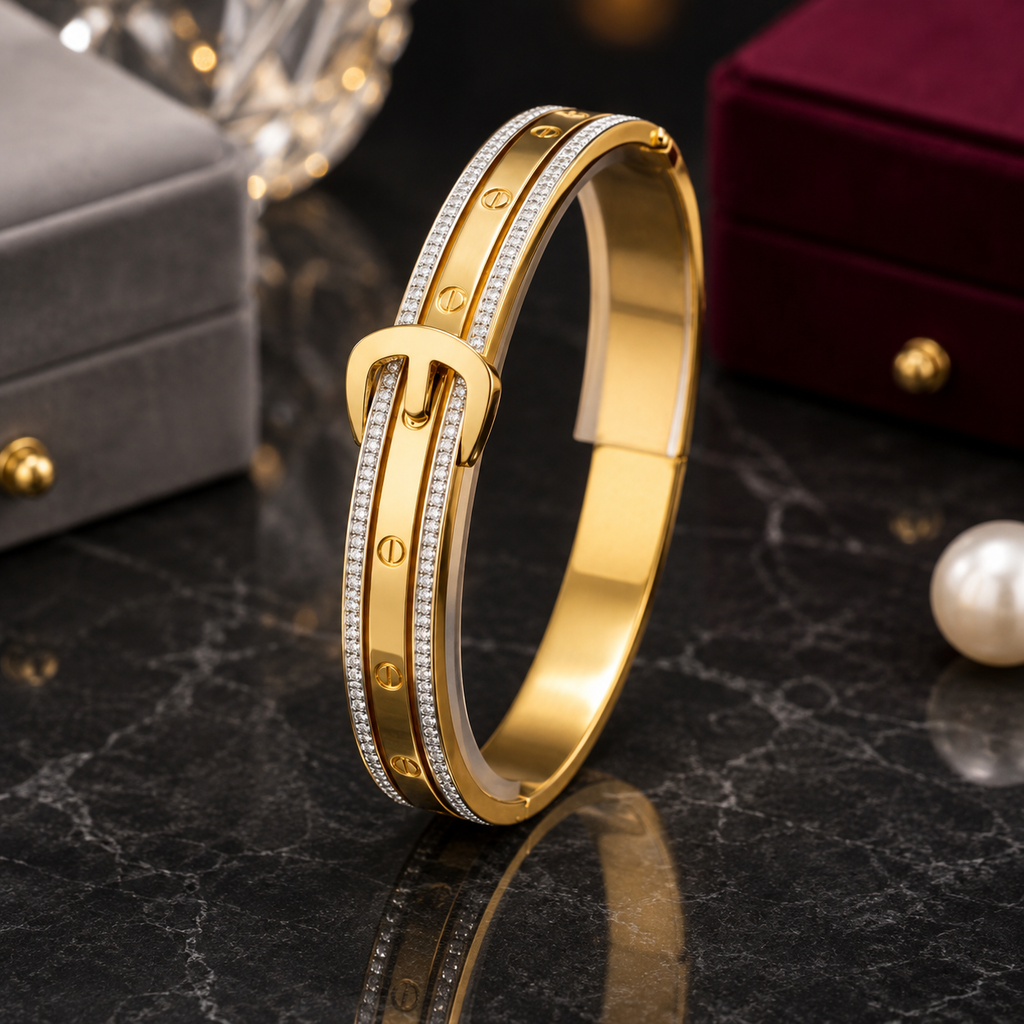 Luxury Crystal Buckle Bangle