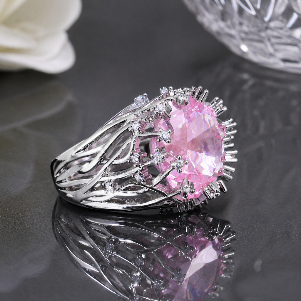 Pink Crystal Statement Ring