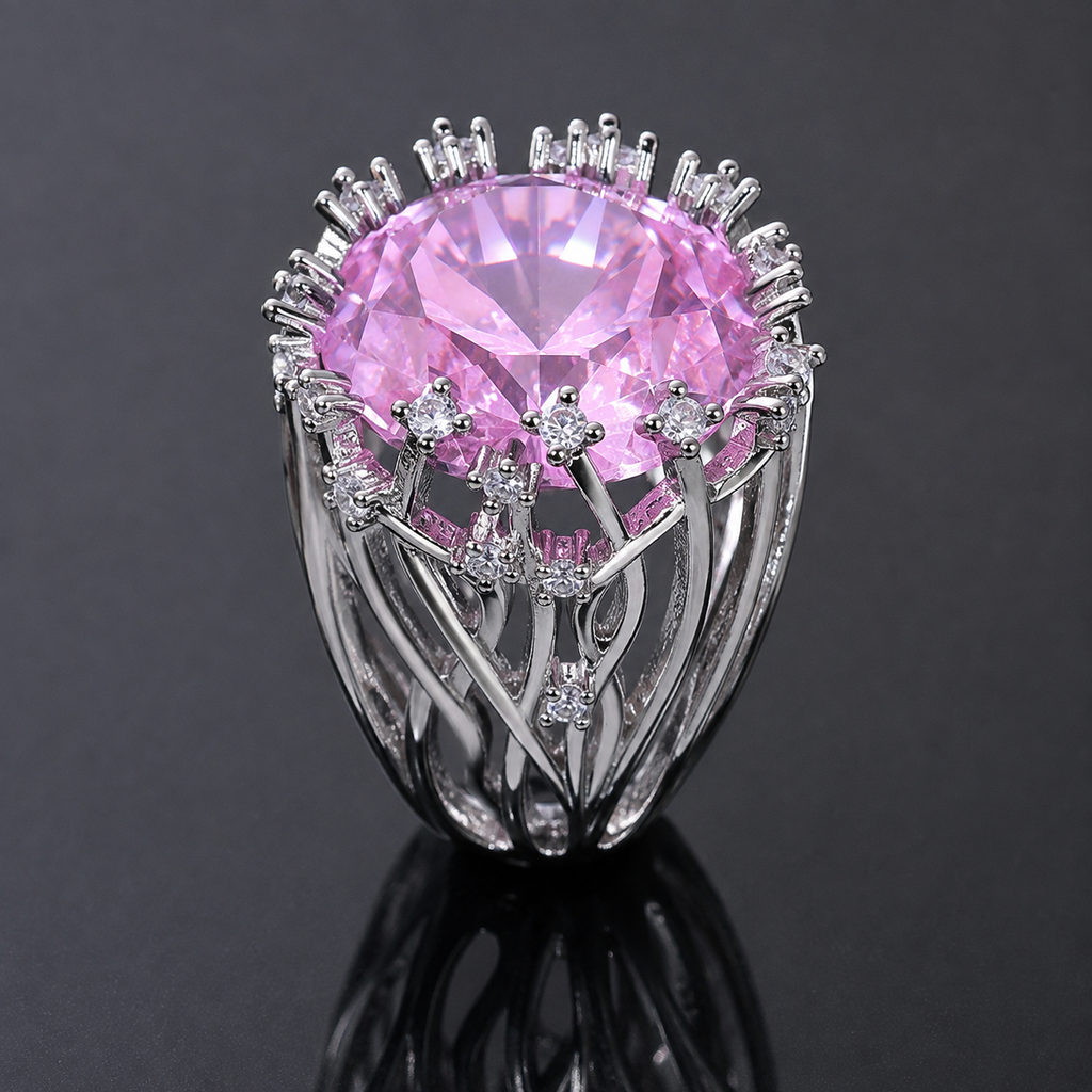 Pink Crystal Statement Ring