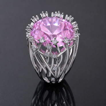 Pink Crystal Statement Ring
