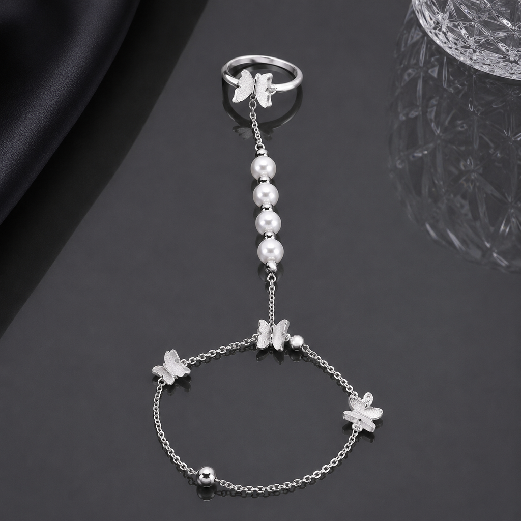 Butterfly Pearl Hand Chain