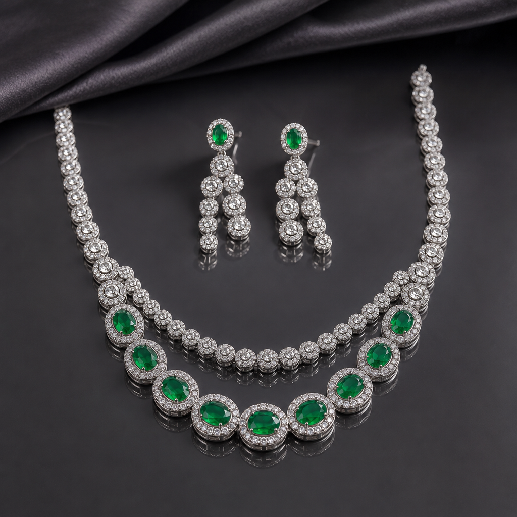 Luxury Emerald Necklace Set
