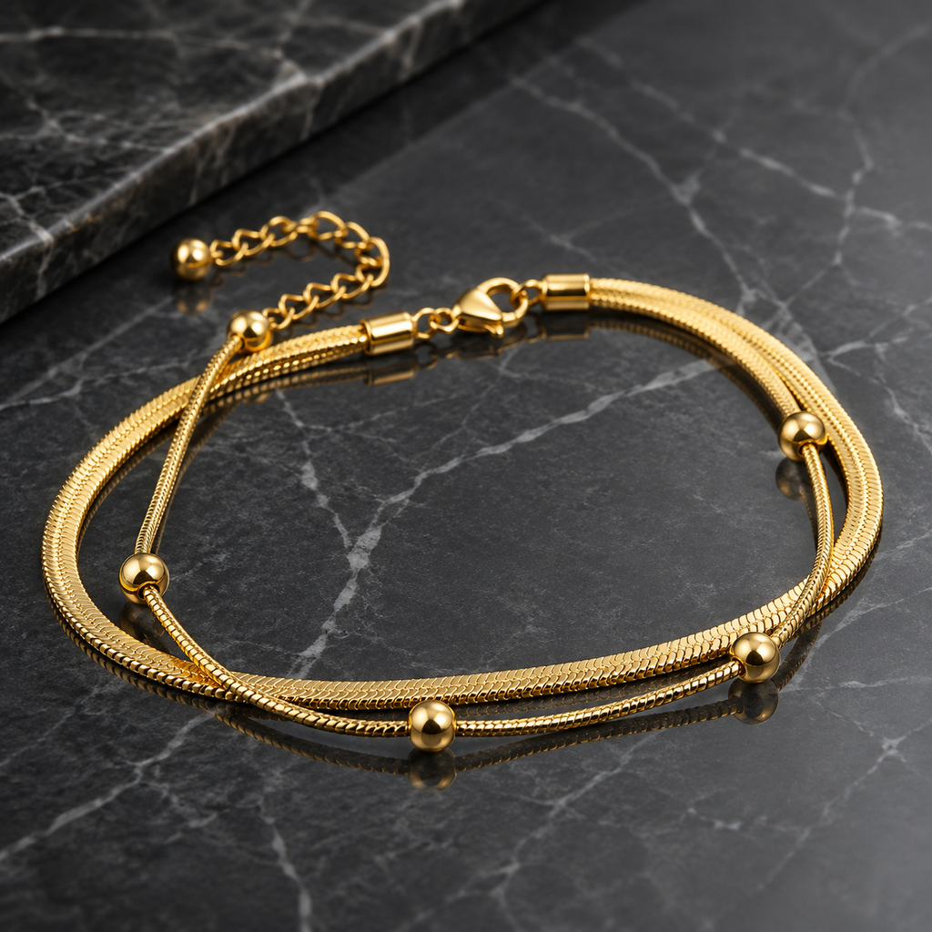 Elegant Golden Double-Layer Bracelet