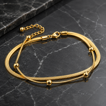 Elegant Golden Double-Layer Bracelet