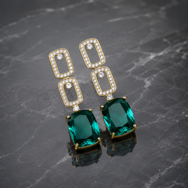 Emerald Green Crystal Drop Earrings