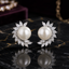 Pearl Floral Crystal Stud Earrings