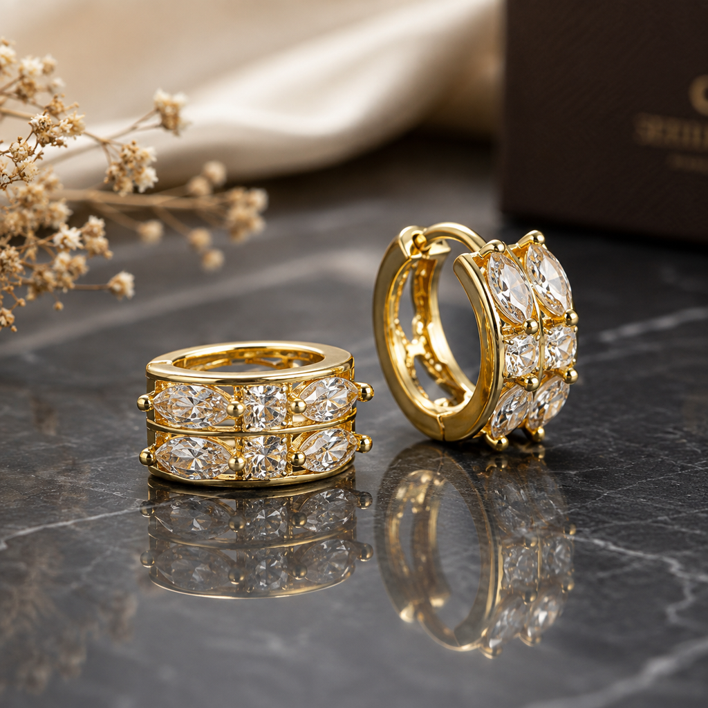 Double-Row Crystal Hoop Earrings