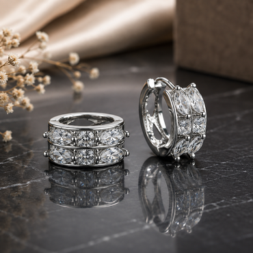 Double-Row Crystal Hoop Earrings