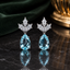 Aqua Blue Crystal Drop Earrings