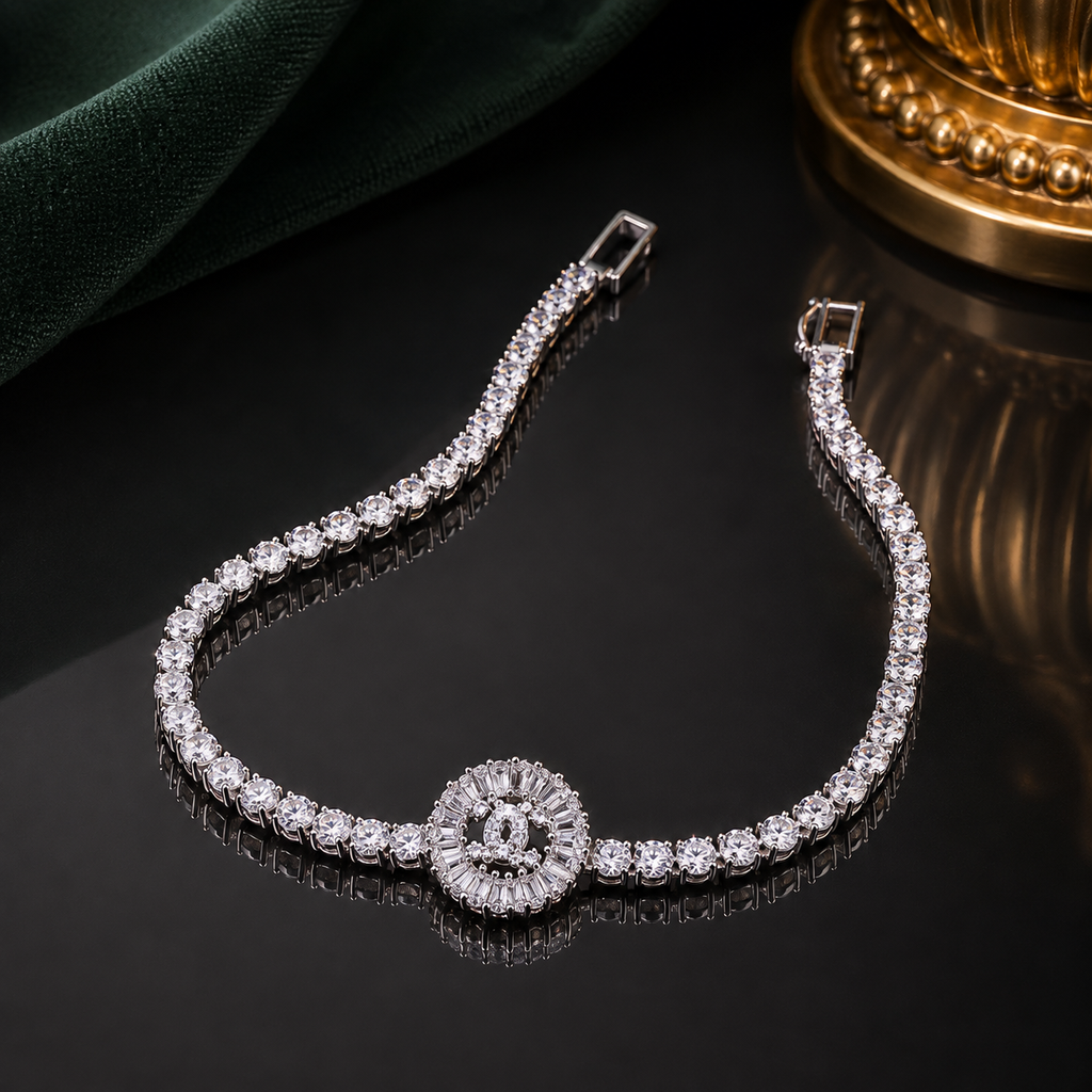 Silver Cubic Zircon Tennis Bracelet