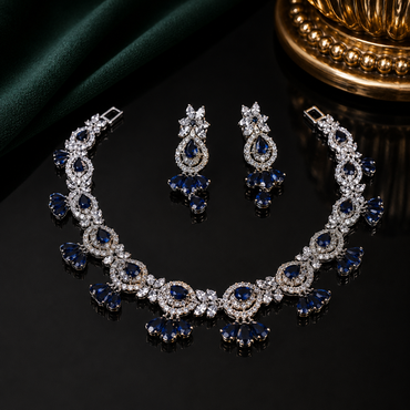 Emerald & Sapphire Crystal Necklace Set