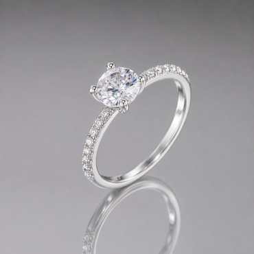 Round Solitaire Pavé Band Ring