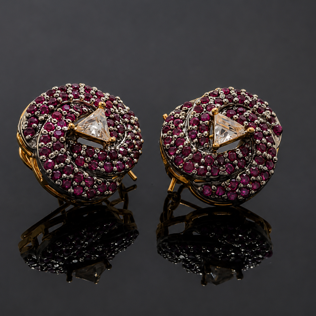 Rose Spiral Crystal Studs