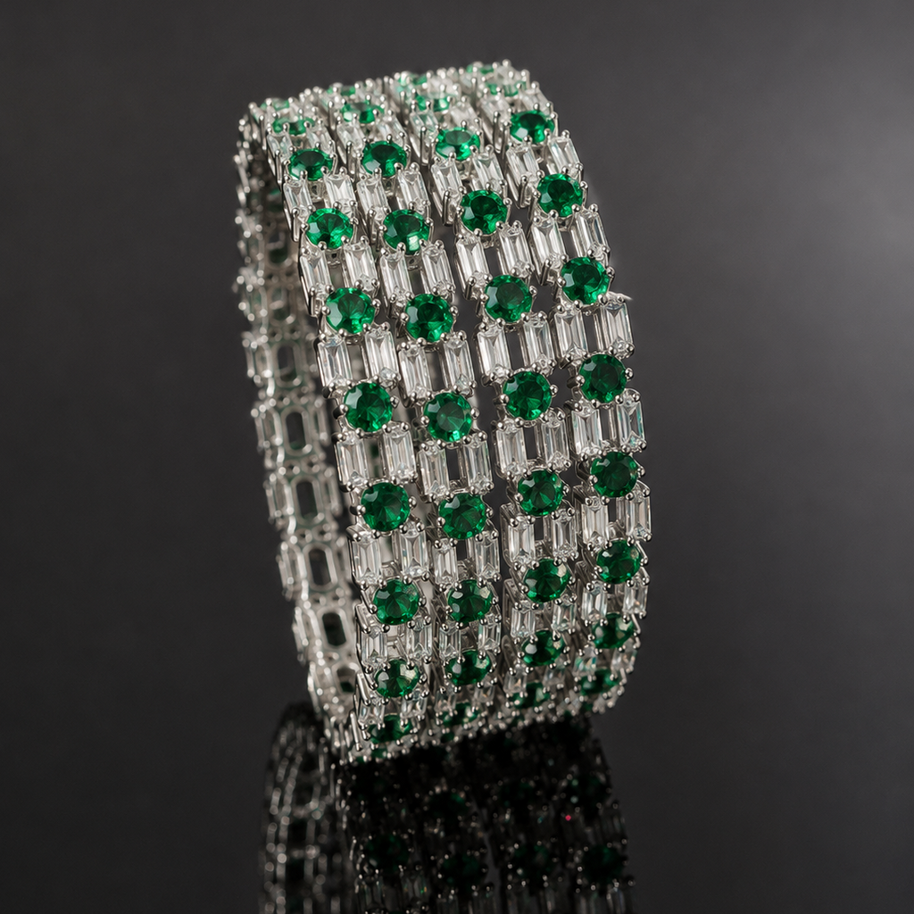 Emerald & Baguette Wide Kada