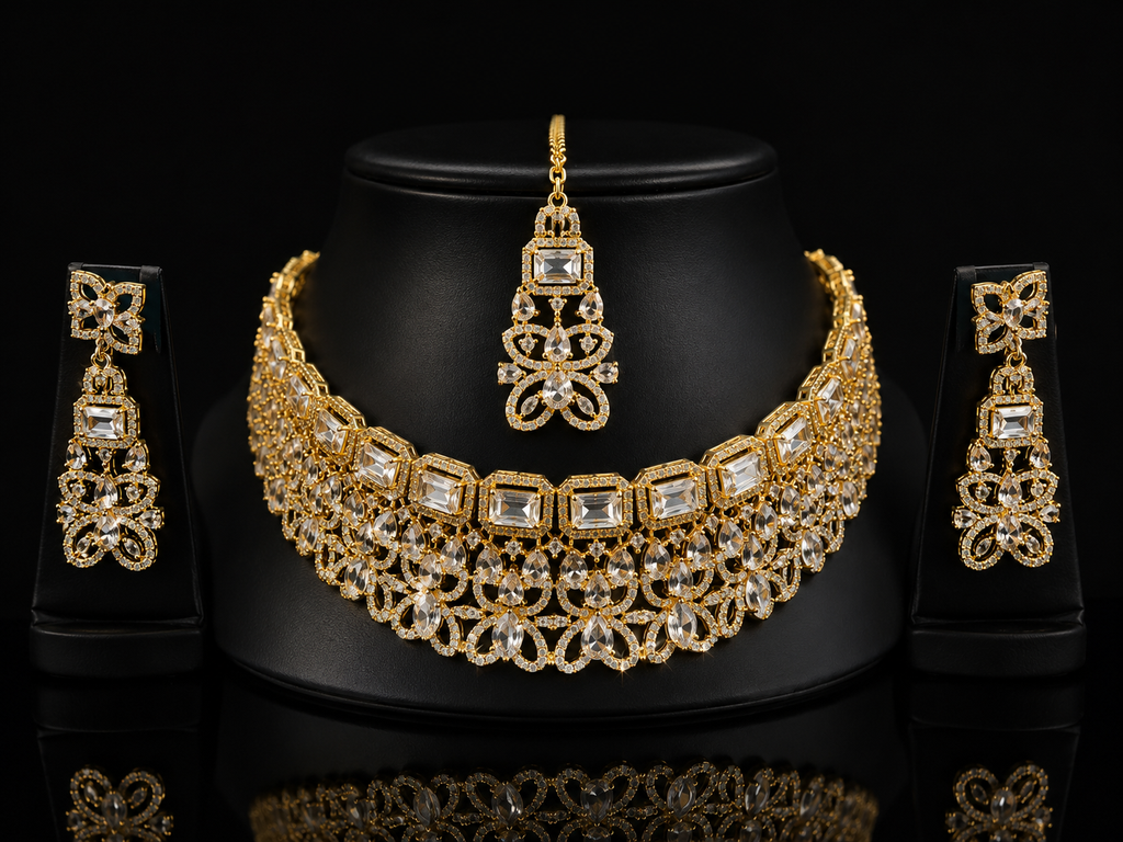Emerald & Pear Crystal Bridal Set