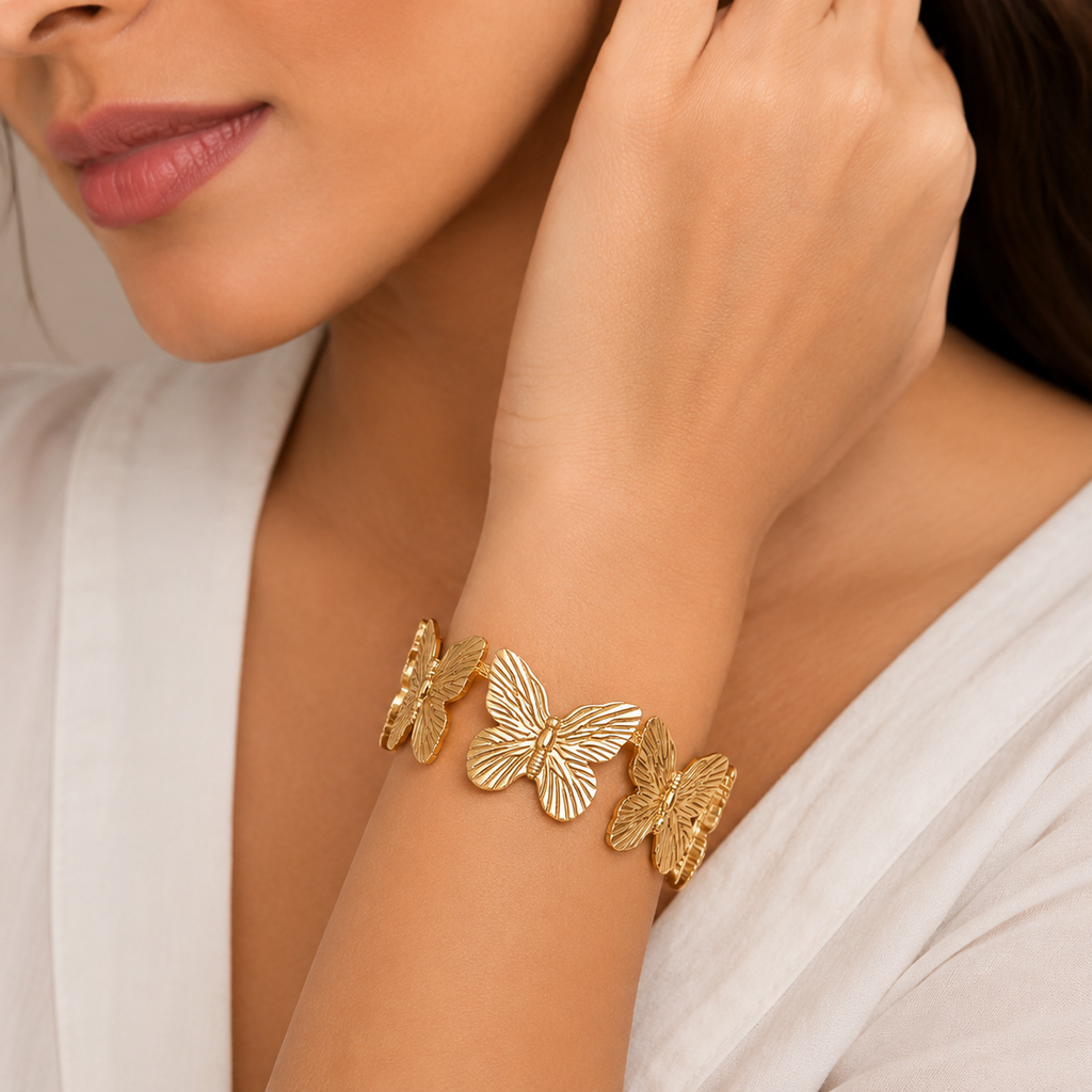 Textured Butterfly Link Bracelet