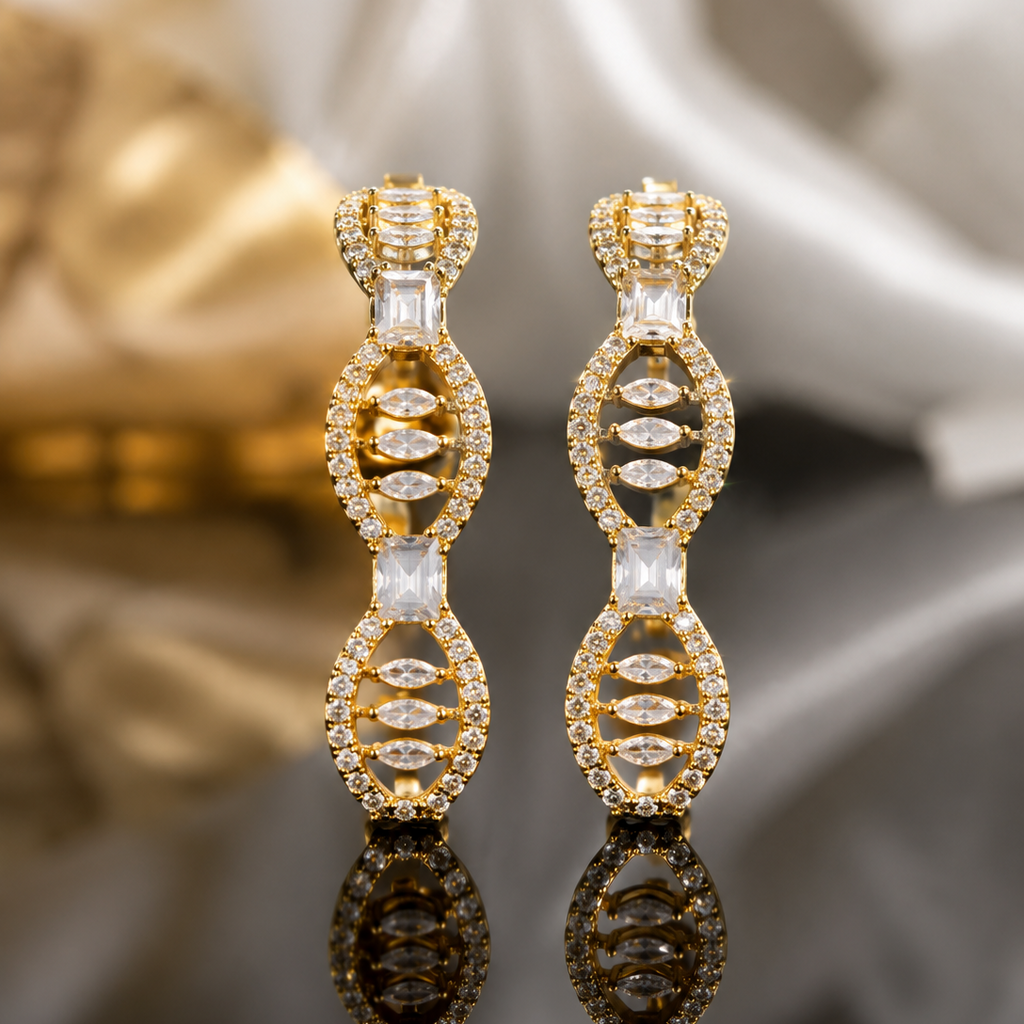Gold‑Tone American Diamond Designer Bangles Set