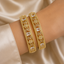 Gold Emerald & Marquise Crystal Bangles