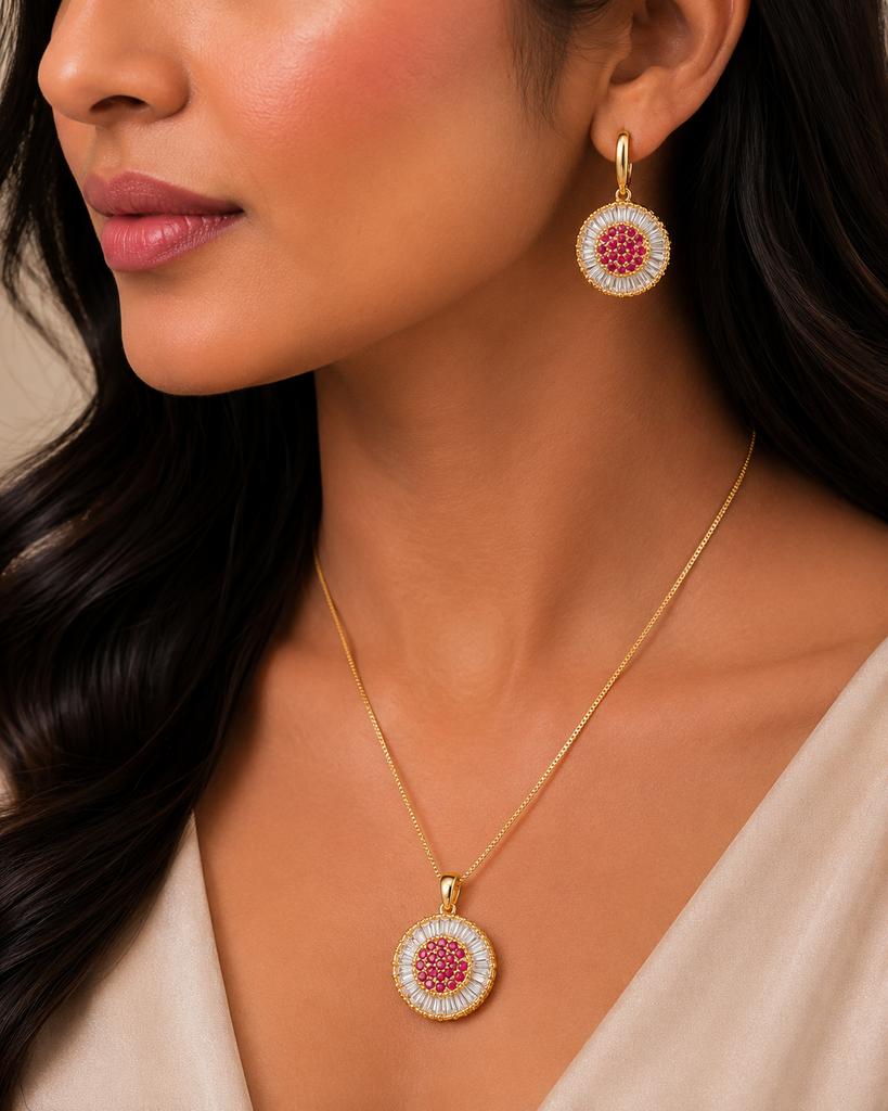 Baguette Crystal Sunburst Jewelry Set
