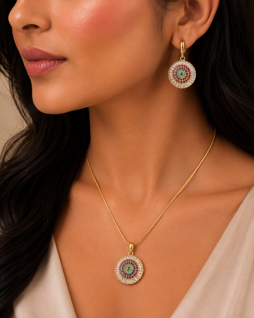 Baguette Crystal Sunburst Jewelry Set