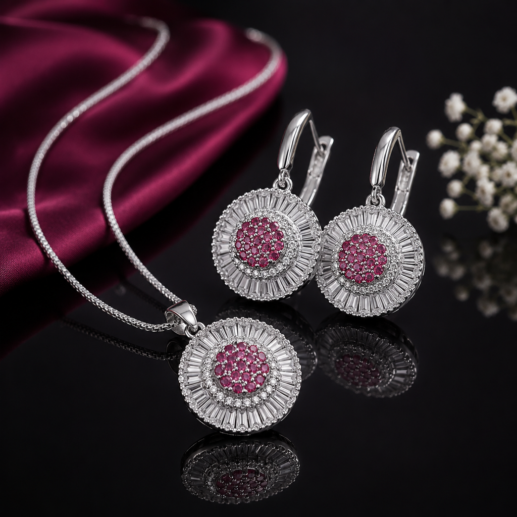Baguette Crystal Sunburst Jewelry Set