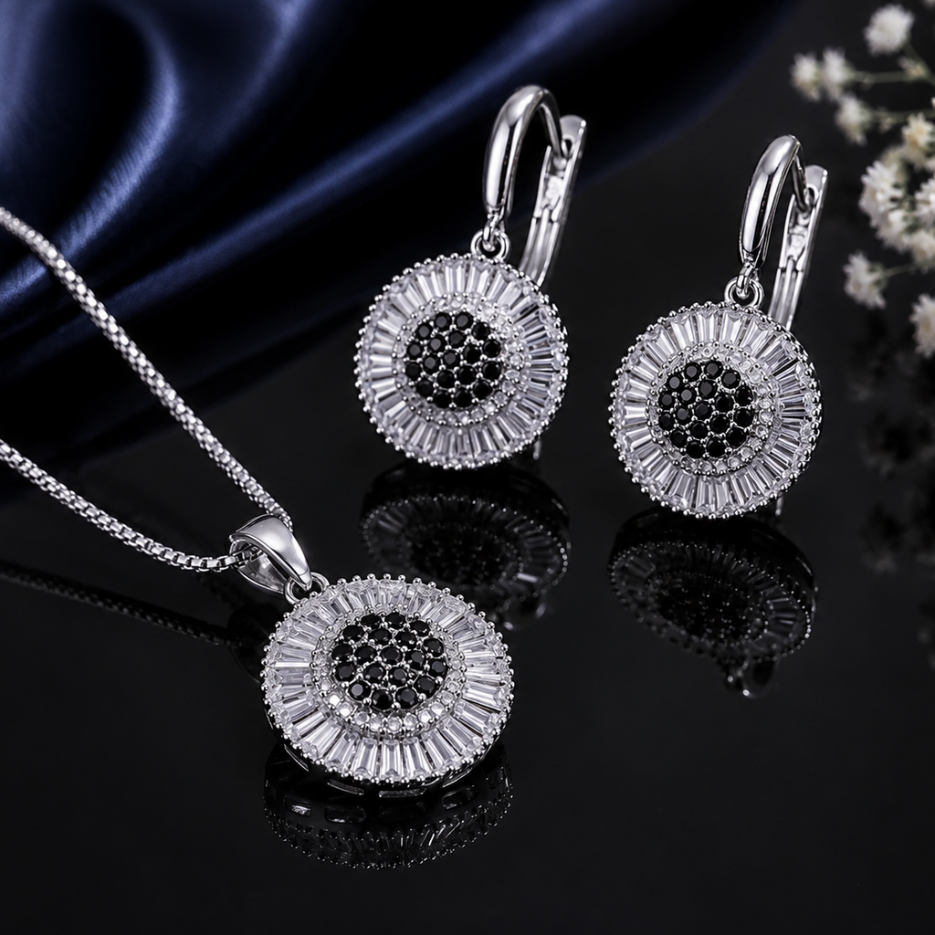 Baguette Crystal Sunburst Jewelry Set