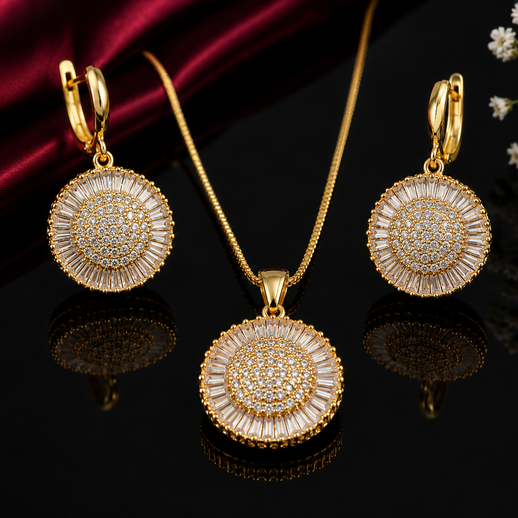 Baguette Crystal Sunburst Jewelry Set