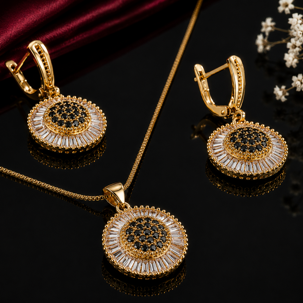 Baguette Crystal Sunburst Jewelry Set