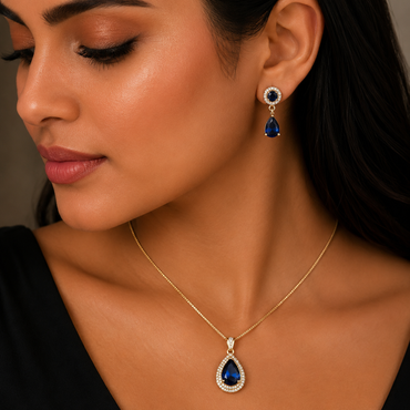 Blue CZ Locket Set – Rs. 850