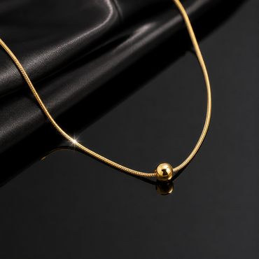 Ball Bead Snake Chain Necklace – Gold Tone