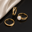 3-Piece Open Ring Set – Gold Tone