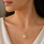 Pearl Swirl Halo Pendant Necklace – Gold Tone