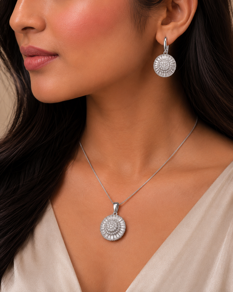 Baguette Crystal Sunburst Jewelry Set