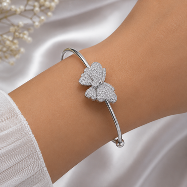 Silver Pavé Butterfly Bangle