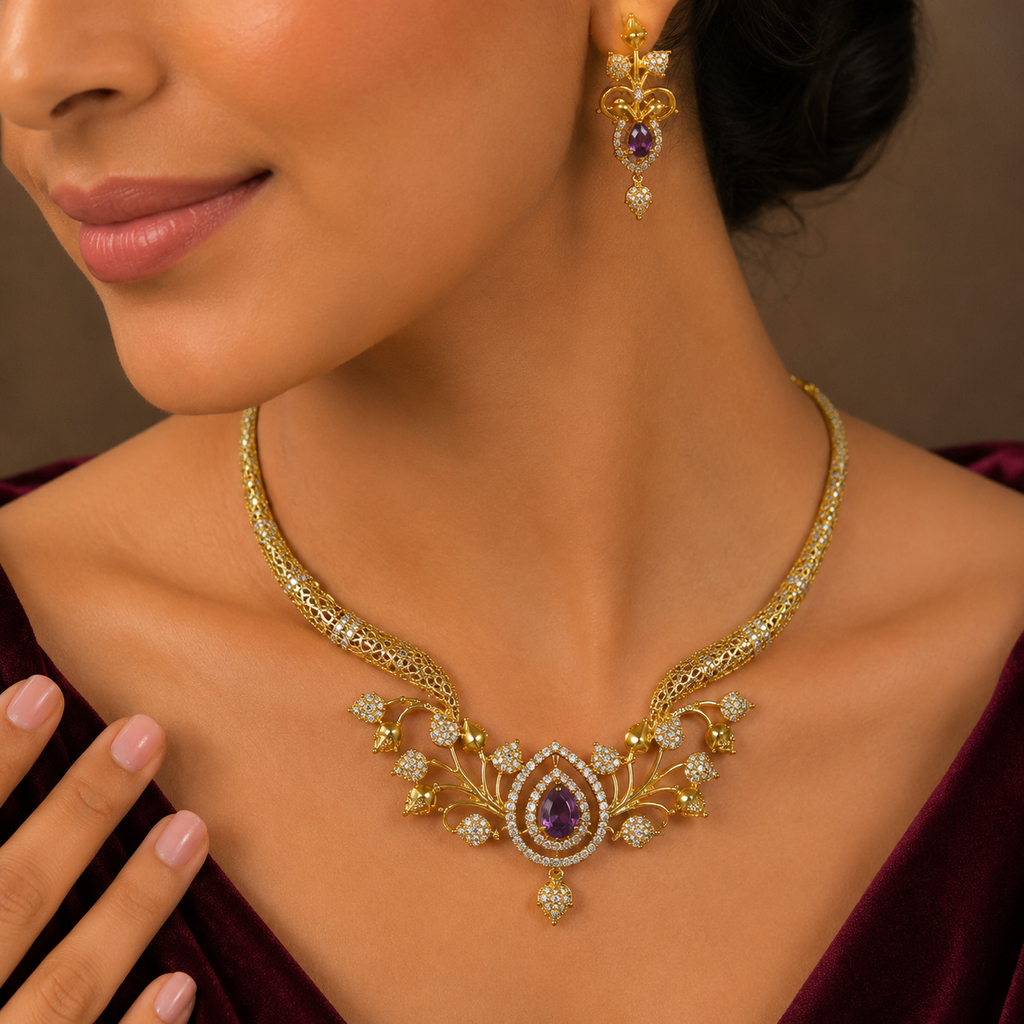 Luxury Floral Necklace Set – Rs. 3650