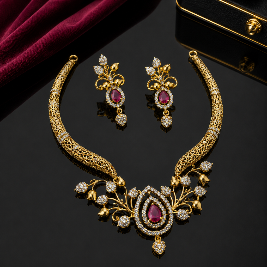 Luxury Floral Necklace Set – Rs. 3650