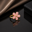 Enamel Flower Pearl Ring – Gold Tone Adjustable
