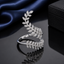 Crystal Leaf Vine Wrap Ring – Silver Tone Adjustable