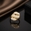 Ivory Enamel Wave Dome Ring – Gold Tone Adjustable