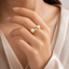 Double Pearl Crystal Ball Ring – Gold Tone Adjustable