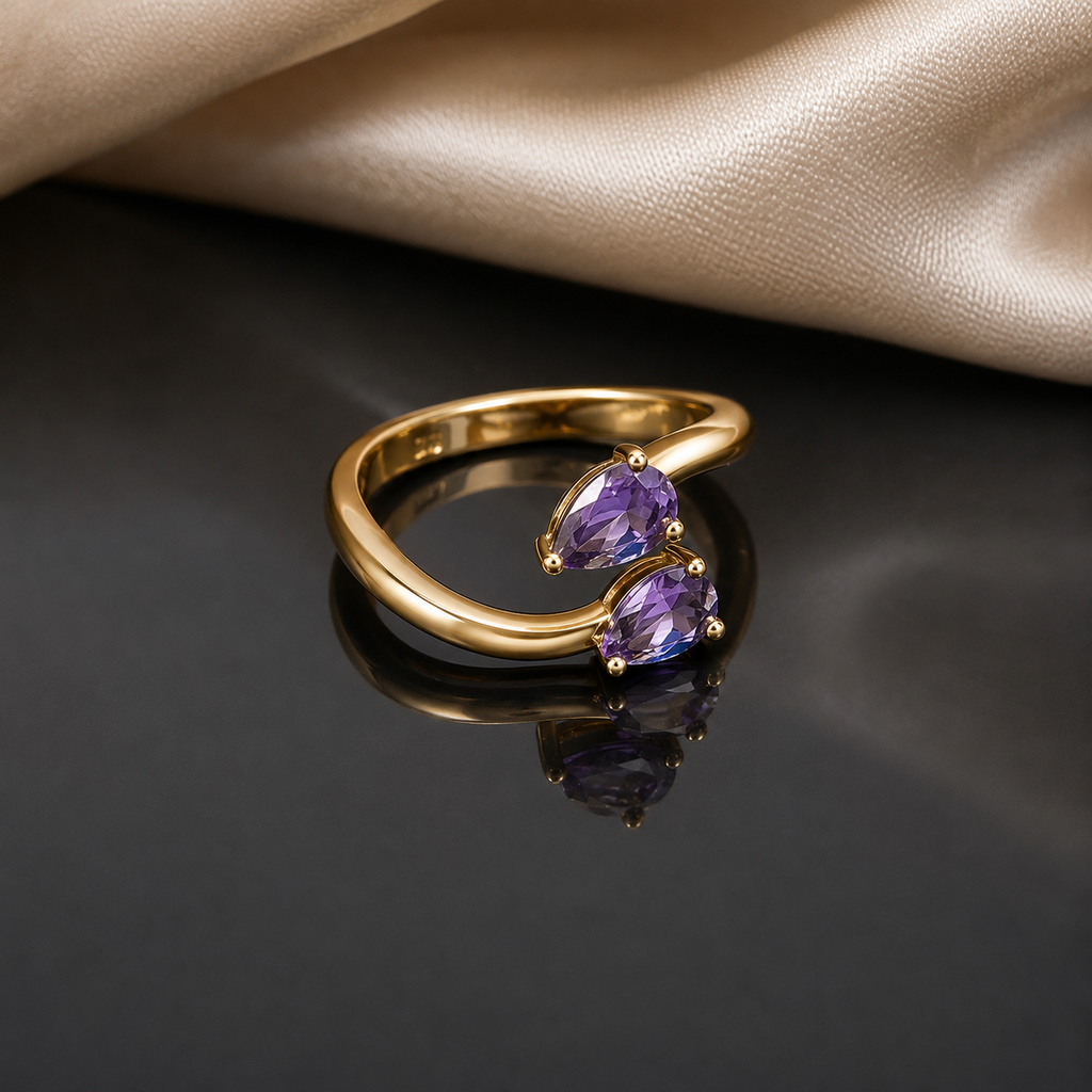Dual Amethyst Adjustable Ring – Rs. 1250
