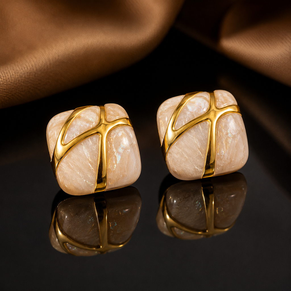 Marble Square Stud Earrings – Rs. 650