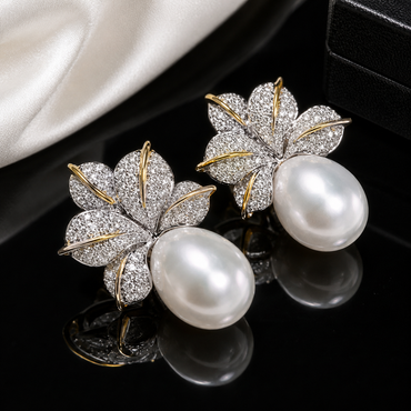 Luxury Pearl Leaf Earrings – Rs. 2050